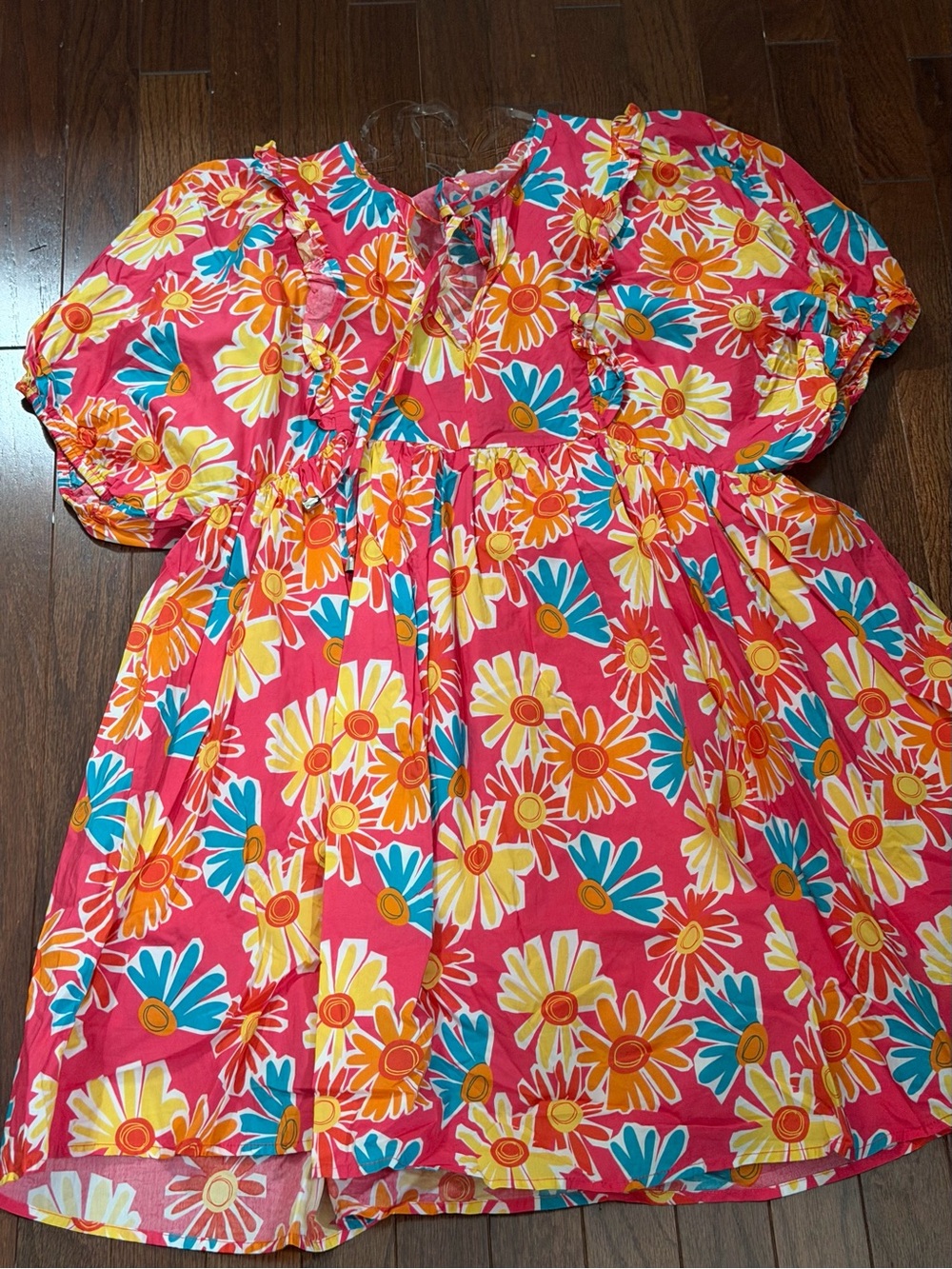 Entro Floral Puff-Sleeve Dress - Pink Multicolorlp